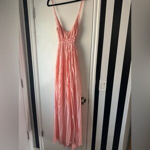 Pink Lily Boutique blush lace maxi dress